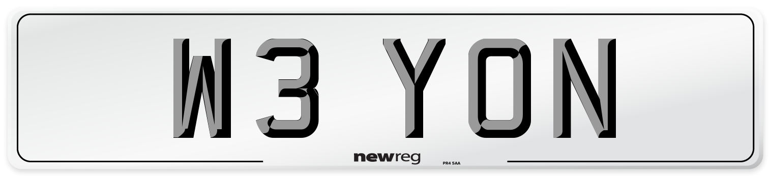 W3 YON Number Plate from New Reg
